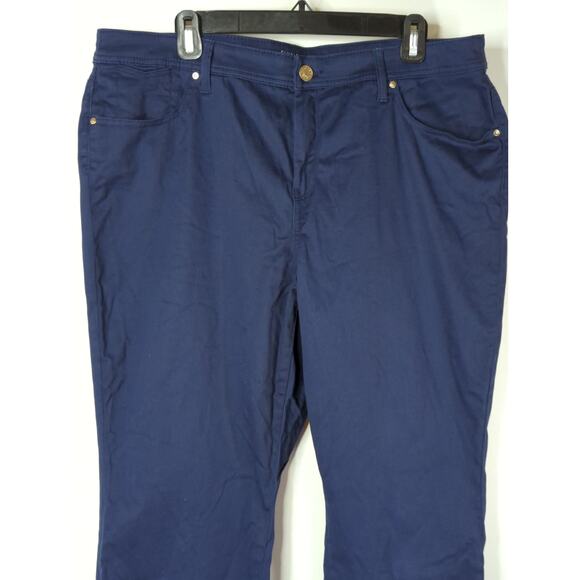 Chico's Navy Blue Slim Leg Cropped Pants Women's Size 16P Mid Rise Casual Career - Picture 2 of 10